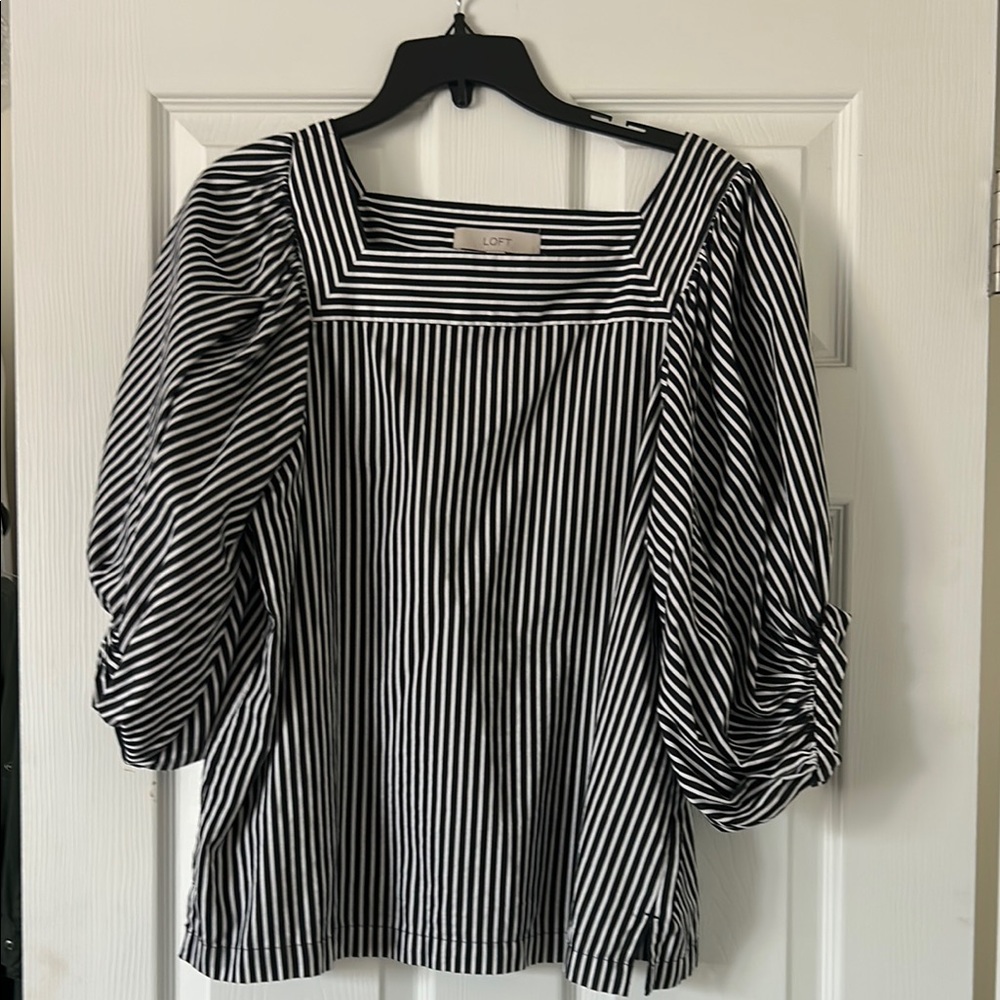 LOFT Black and White Striped Women's Top